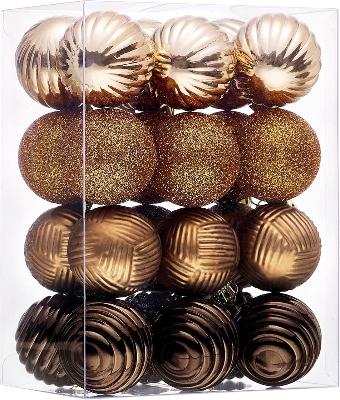 1.6" Christmas Ornaments Tree Decorations for Fall Halloween Decor, 24ct Bronze Copper Gold Shatterproof Christmas Ball Ornament Set, Hanging Ornament Bulk for Xmas Holiday Party Decor